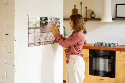 Schreib-Magnettafel mit Motiv Blumen auf Holz