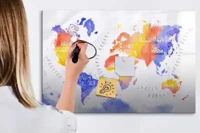 Schreib-Magnettafel Aquarell-Weltkarte
