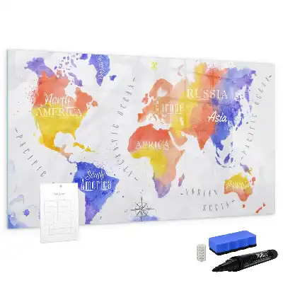 Schreib-Magnettafel Aquarell-Weltkarte