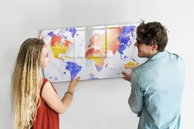 Schreib-Magnettafel Aquarell-Weltkarte