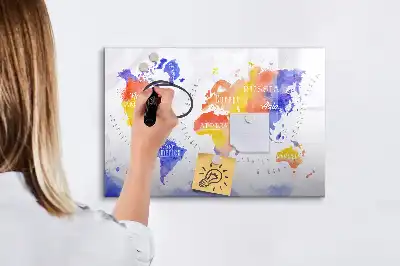 Schreib-Magnettafel Aquarell-Weltkarte