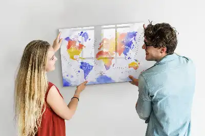 Schreib-Magnettafel Aquarell-Weltkarte