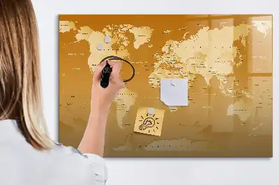Schreibbare Weltkarte als Magnettafel beschreibbares Modell in Form einer Weltkarte