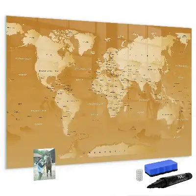 Schreibbare Weltkarte als Magnettafel beschreibbares Modell in Form einer Weltkarte