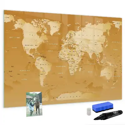Schreibbare Weltkarte als Magnettafel beschreibbares Modell in Form einer Weltkarte