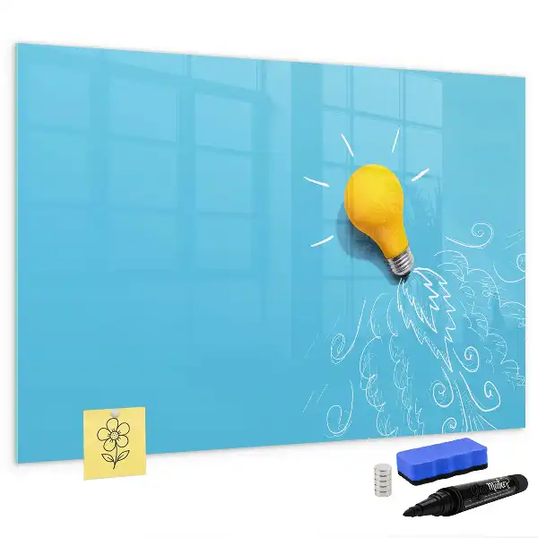 Beschreibbare Magnettafel mit Glühbirnen-Zeichnung