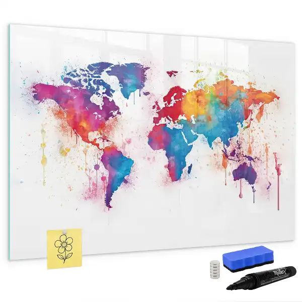 Magnetische Weltkarte als Schreibtafel beschreibbare Wandtafel
