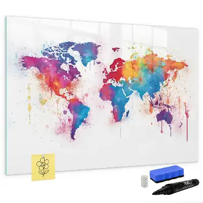 Magnetische Weltkarte als Schreibtafel beschreibbare Wandtafel
