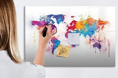 Magnetische Weltkarte als Schreibtafel beschreibbare Wandtafel