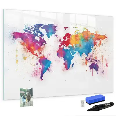 Magnetische Weltkarte als Schreibtafel beschreibbare Wandtafel
