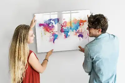 Magnetische Weltkarte als Schreibtafel beschreibbare Wandtafel
