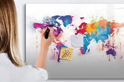 Magnetische Weltkarte als Schreibtafel beschreibbare Wandtafel