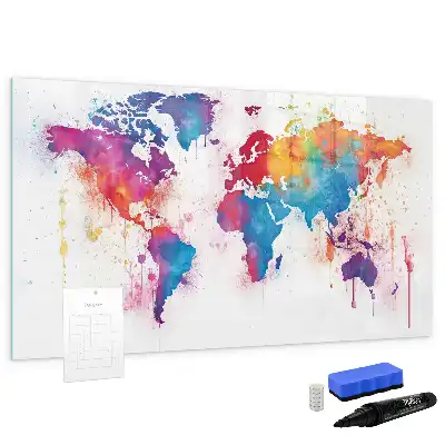 Magnetische Weltkarte als Schreibtafel beschreibbare Wandtafel