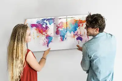Magnetische Weltkarte als Schreibtafel beschreibbare Wandtafel