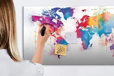 Magnetische Weltkarte als Schreibtafel beschreibbare Wandtafel