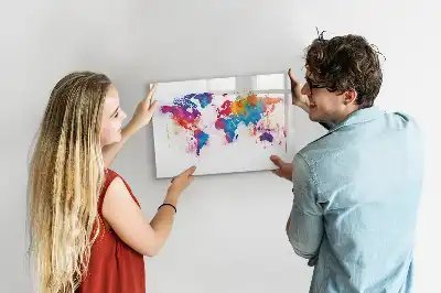 Magnetische Weltkarte als Schreibtafel beschreibbare Wandtafel