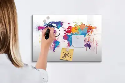 Magnetische Weltkarte als Schreibtafel beschreibbare Wandtafel