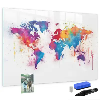Magnetische Weltkarte als Schreibtafel beschreibbare Wandtafel