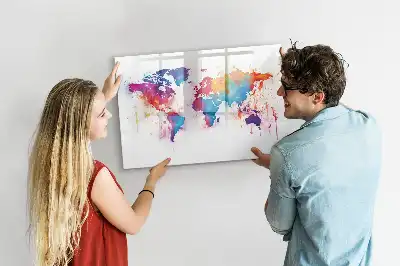 Magnetische Weltkarte als Schreibtafel beschreibbare Wandtafel