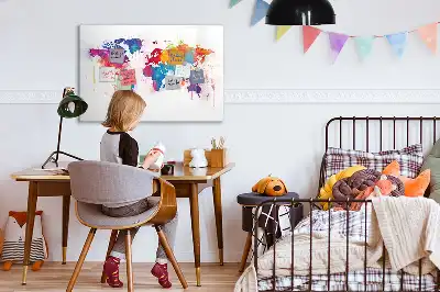 Magnetische Weltkarte als Schreibtafel beschreibbare Wandtafel