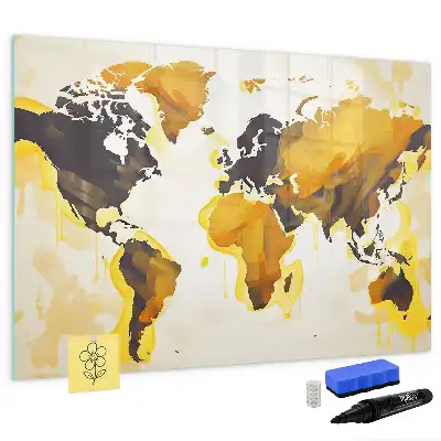 Beschreibbare Magnettafel mit Weltkartenmotiv in Abstraktion