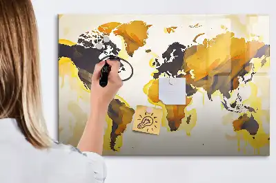 Beschreibbare Magnettafel mit Weltkartenmotiv in Abstraktion