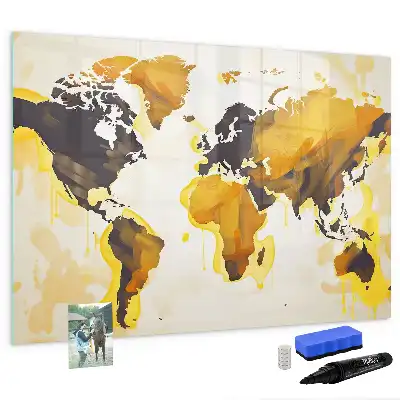 Beschreibbare Magnettafel mit Weltkartenmotiv in Abstraktion