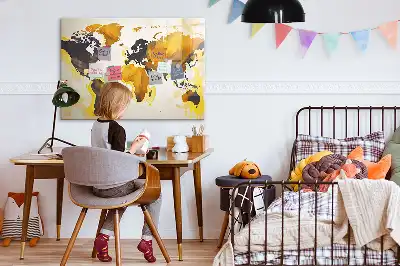 Beschreibbare Magnettafel mit Weltkartenmotiv in Abstraktion