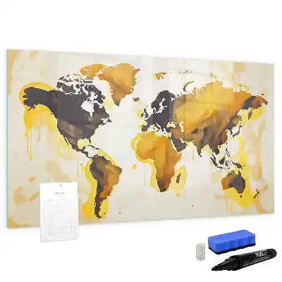 Beschreibbare Magnettafel mit Weltkartenmotiv in Abstraktion