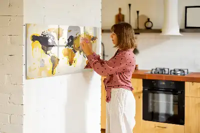 Beschreibbare Magnettafel mit Weltkartenmotiv in Abstraktion