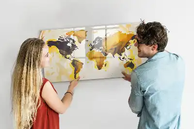 Beschreibbare Magnettafel mit Weltkartenmotiv in Abstraktion