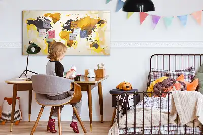 Beschreibbare Magnettafel mit Weltkartenmotiv in Abstraktion