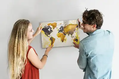 Beschreibbare Magnettafel mit Weltkartenmotiv in Abstraktion