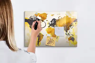Beschreibbare Magnettafel mit Weltkartenmotiv in Abstraktion