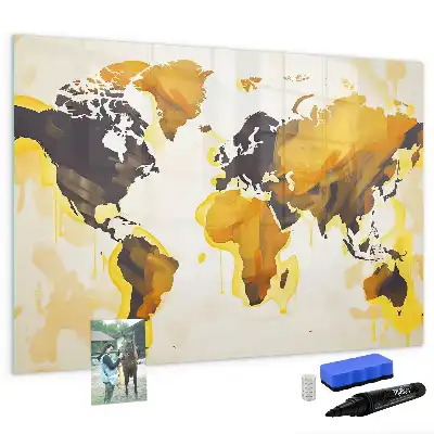Beschreibbare Magnettafel mit Weltkartenmotiv in Abstraktion