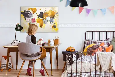 Beschreibbare Magnettafel mit Weltkartenmotiv in Abstraktion