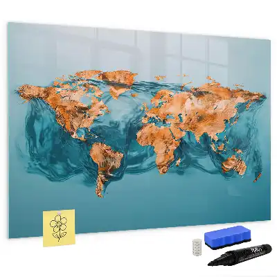 Schreib-Magnettafel mit Motiv einer abstrakten Weltkarte