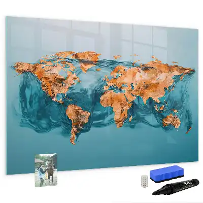 Schreib-Magnettafel mit Motiv einer abstrakten Weltkarte