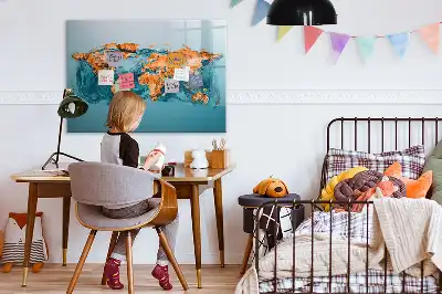 Schreib-Magnettafel mit Motiv einer abstrakten Weltkarte