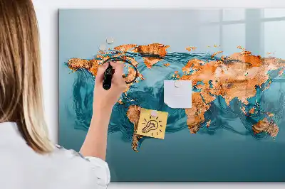 Schreib-Magnettafel mit Motiv einer abstrakten Weltkarte