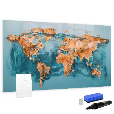 Schreib-Magnettafel mit Motiv einer abstrakten Weltkarte
