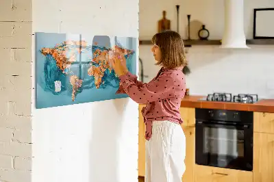 Schreib-Magnettafel mit Motiv einer abstrakten Weltkarte