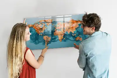 Schreib-Magnettafel mit Motiv einer abstrakten Weltkarte