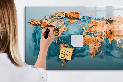 Schreib-Magnettafel mit Motiv einer abstrakten Weltkarte