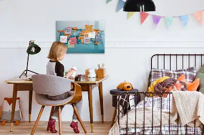 Schreib-Magnettafel mit Motiv einer abstrakten Weltkarte