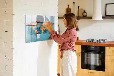Schreib-Magnettafel mit Motiv einer abstrakten Weltkarte