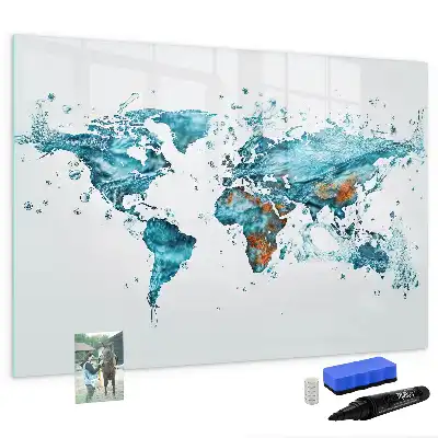 Beschreibbare Magnettafel mit Weltkarte im Wasser-Design