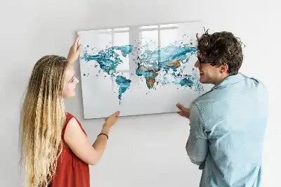 Beschreibbare Magnettafel mit Weltkarte im Wasser-Design