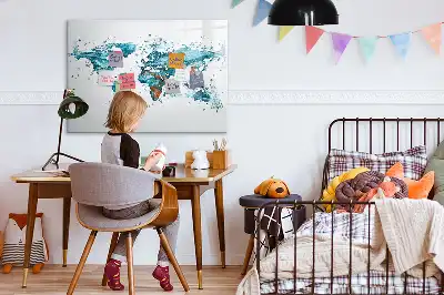 Beschreibbare Magnettafel mit Weltkarte im Wasser-Design