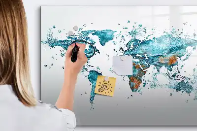 Beschreibbare Magnettafel mit Weltkarte im Wasser-Design